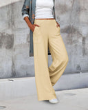 Relaxed Fit Wide Leg Pants with Pockets