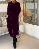 Chic Velvet Dress for Flattering Belly Coverage