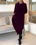 Chic Velvet Dress for Flattering Belly Coverage
