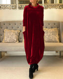 Chic Velvet Dress with Convenient Pockets