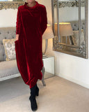 Chic Velvet Dress with Convenient Pockets
