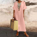 Chic Cotton-Linen Women's Dress