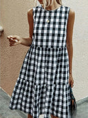 Chic Women's Dress with Pastel Checkered Design
