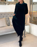 Chic Velvet Dress with Convenient Pockets