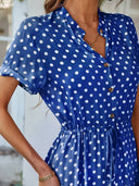 V-Neck Polka Dot A-Line Dress