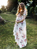 Floral Midi Maternity Dress with Side Slit