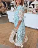 Chic V-Neck Half Sleeve Printed Dress