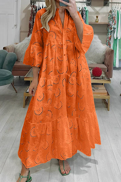 Chic Eyelet Embroidered Dress
