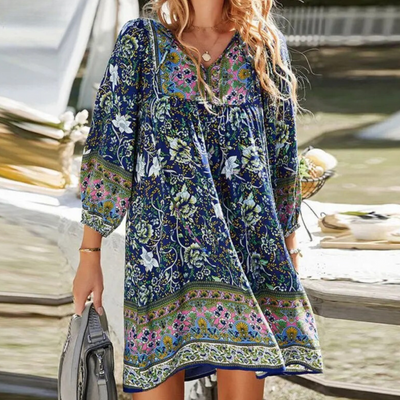 Bohemian Maxi Dress for Belly Coverage