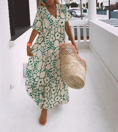 Vibrant Short Sleeve Maxi Dress