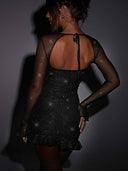 Chic Black Glitter Mini Dress for Night Out