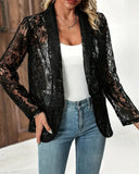 Chic Lace Blazer with Revers Collar