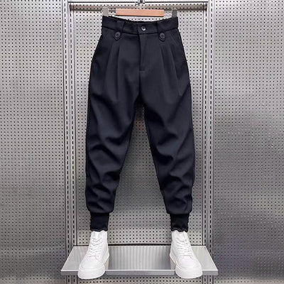 Chic Black Pleated Harem Trousers