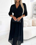 Chic Heart Neckline Solid Color Dress