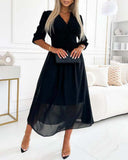 Chic Heart Neckline Solid Color Dress