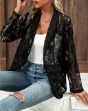 Chic Lace Blazer with Revers Collar