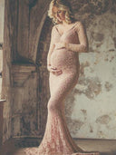 Maternity Chaps with Pink Lace - Stunning Maxi Dress for Photoshoots