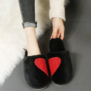 Chic Women's Plush Slippers with Heart Design