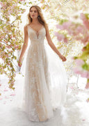 Floral Tulle Evening Dress with Sheer Overlay