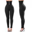 Women's Chic High-Waisted Leggings with Button Accents