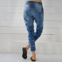 Women's Trendy Denim Harem Pants with Stretchy Waist