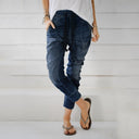 Women's Trendy Denim Harem Pants with Stretchy Waist