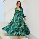 Floral Print Maxi Dress with Statement Sleeves