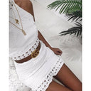 Stylish Women's Crocheted Ruffle Short Dress