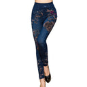 Floral Denim High-Waist Leggings for Women