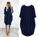 Chic Solid Color Round Neck Dress