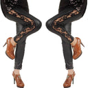 Floral Lace Accent Ladies Leggings