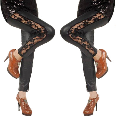 Floral Lace Accent Women's Leggings