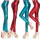 Shiny High-Waist Leggings with Figure-Flattering Design