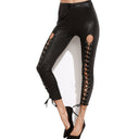 Stylish Women's Cut-Out Leggings with Adjustable Lacing