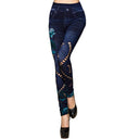 Floral Denim High-Waist Leggings for Women