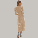 Velvet Midi Wrap Dress with Statement Puff Sleeves
