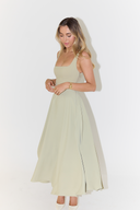Chic Midi Dress with Square Neckline Design