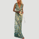 Sequin-Embellished V-Neck Flowing Dress