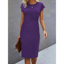Waist-Accent Short Sleeve Dress for Women