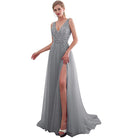 Sequined Evening Dress with Stylish Slit for Women