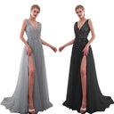 Sequined Evening Dress with Stylish Slit for Women