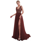 Sequined Evening Dress with Stylish Slit for Women