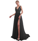 Sequined Evening Dress with Stylish Slit for Women