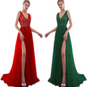 Sequined Evening Dress with Stylish Slit for Women