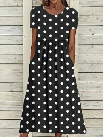 Chic Polka Dot Midi Dress for Spring/Summer