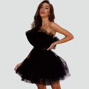 Chic Strapless Tulle Dress with Layered Detail