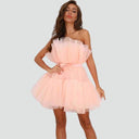 Chic Strapless Tulle Dress with Layered Detail