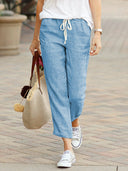 Summer Women's Pants with Adjustable Waist and Side Pockets