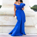Floral Bodice Women's Evening Dress with Flowing Hem