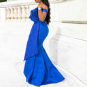 Floral Bodice Women's Evening Dress with Flowing Hem